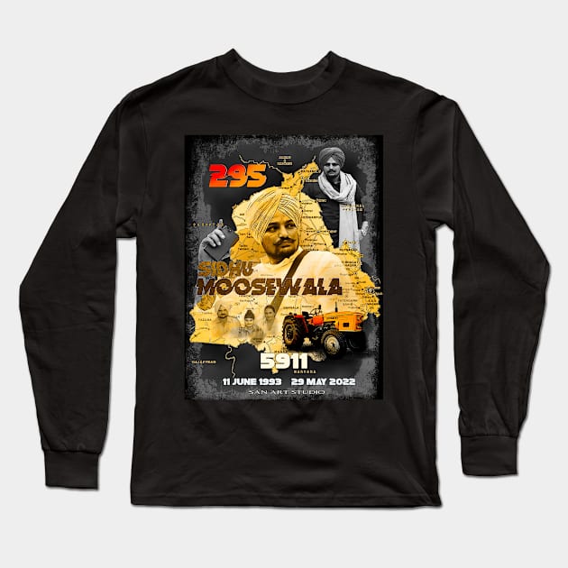 Sidhu Moosewala Long Sleeve T-Shirt by SAN ART STUDIO 